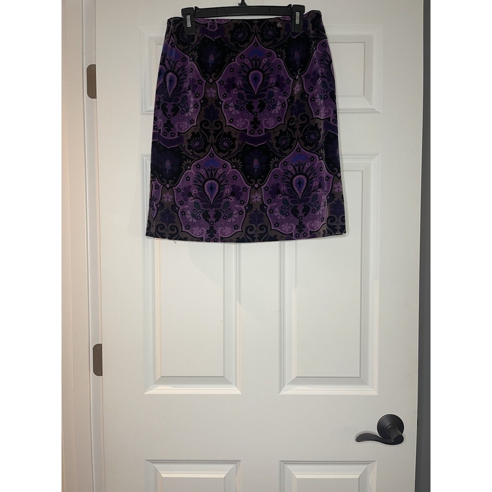 Harolds Vintage Y2K skirt size 4 purple violet taupe floral print